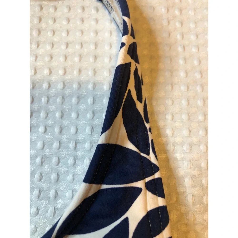 Lands End - Women's Tankini Size 12 - Navy Blue & White - Adjustable Tie @ Neck